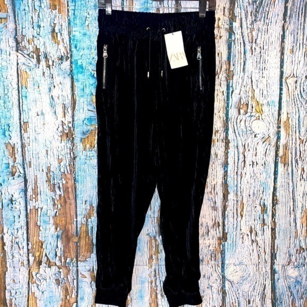 Zara Velvet Drawstring Elastic Waist Jogger Retro 90s Style Pants